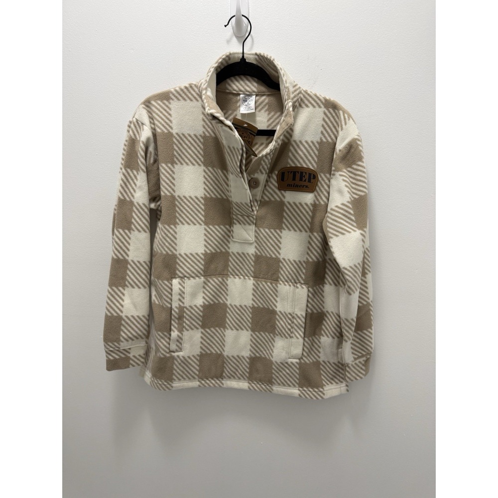 UTEP Miners Women's Small 4/6 Buffalo Plaid Fleece Pullover NWT Rivalry